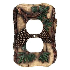 Receptacle Cover Plate Double - Pine Cone