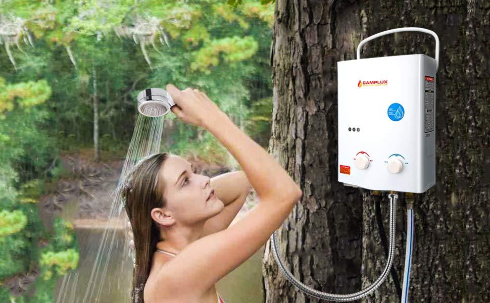 Camplux 5L Portable Tankless Water Heater (CSA Certified For Outdoor Use) w/ Seaflo Pump & Strainer