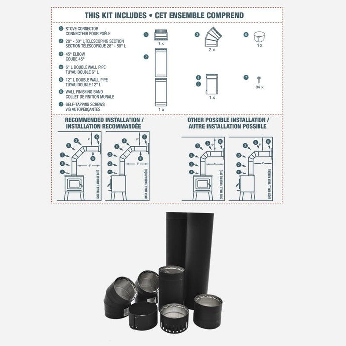 6" VORTEX TO-THE-WALL DOUBLE WALL PIPE KIT