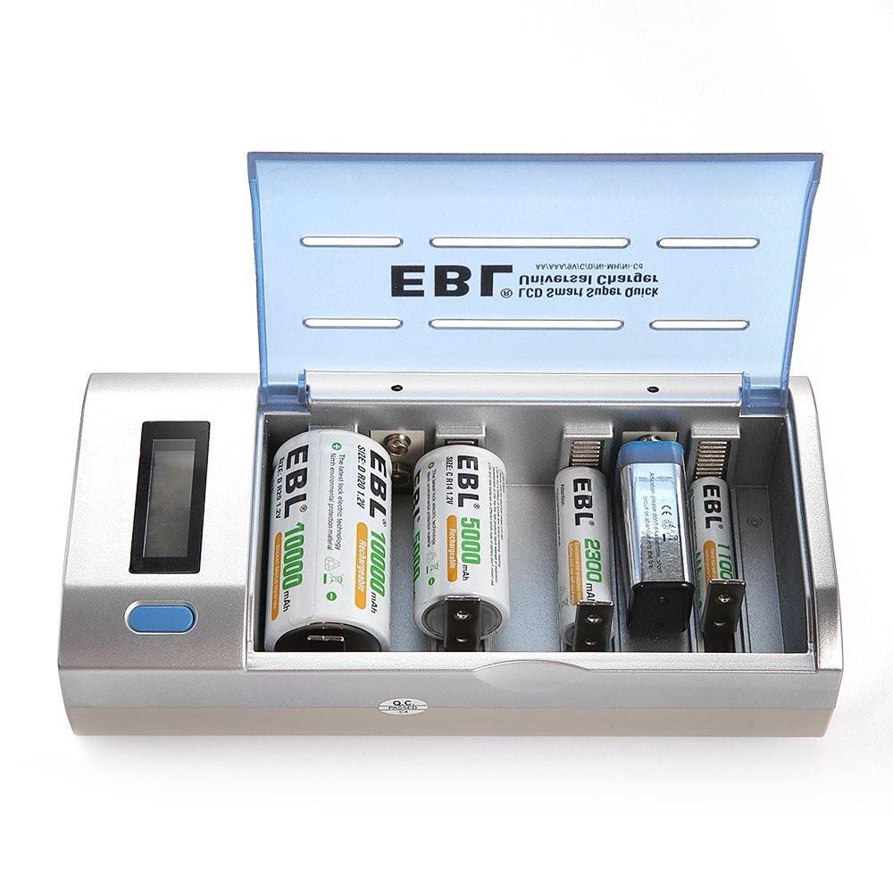 EBL Smart Charger for AA, AAA, C, D, 9v Rechargeable Batteries — The Cabin  Depot