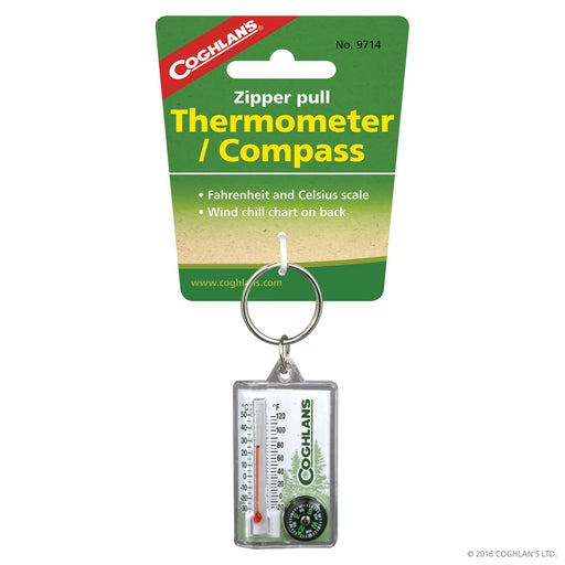 Coghlans Zipper Pull Thermometer / Compass — The Cabin Depot