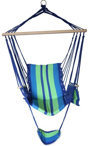 Hammock Chair With Foot Rest Green/Blue