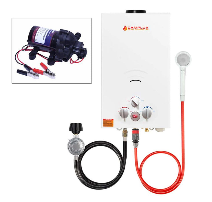 Camplux 10L Portable Tankless Water Heater w/ Eccoflo Pump & Strainer