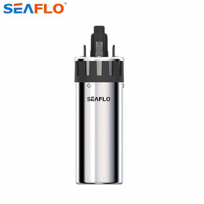 SEAFLO 24v Submersible Pump 103GPH, 100' Depth / 230' Head  SEAFLO- The Cabin Depot Off-Grid Off Grid Living Solutions Cabin Cottage Camp Solar Panel Water Heater Hunting Fishing Boats RVs Outdoors