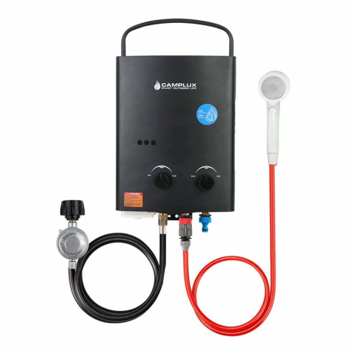 Camplux 5L Portable Tankless Water Heater (CSA Certified For Outdoor Use) w/ Eccoflo Pump & Strainer