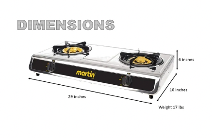 Martin SG-228 Propane Hot Plate Cooking Stove - Double Cooktop 25,600 BTU