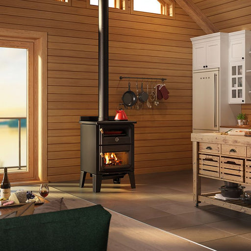 Drolet Bistro Wood Burning CookStove in-room view